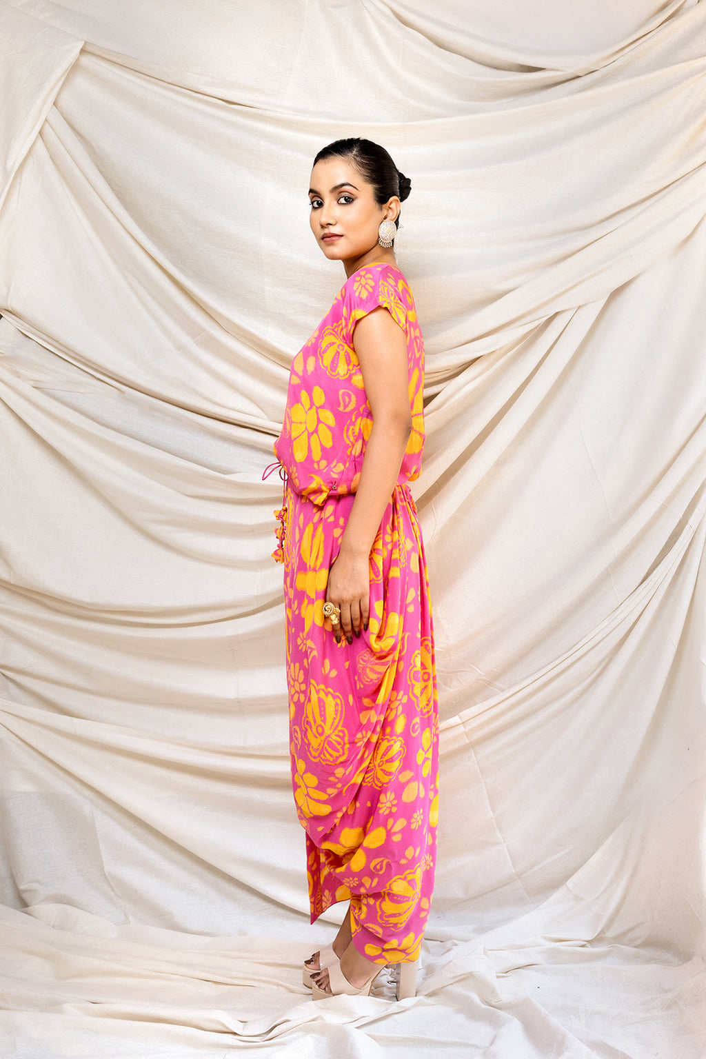 Pachedi Peeli Buti Dress | Pachedi Palette | Silk Crepe