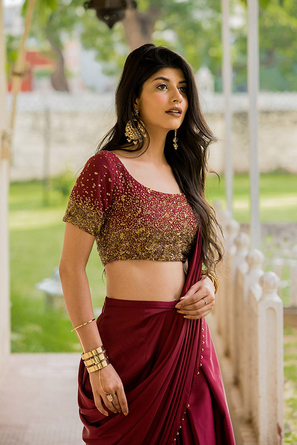 Berry Regal Saree | Artemis |  Georgette