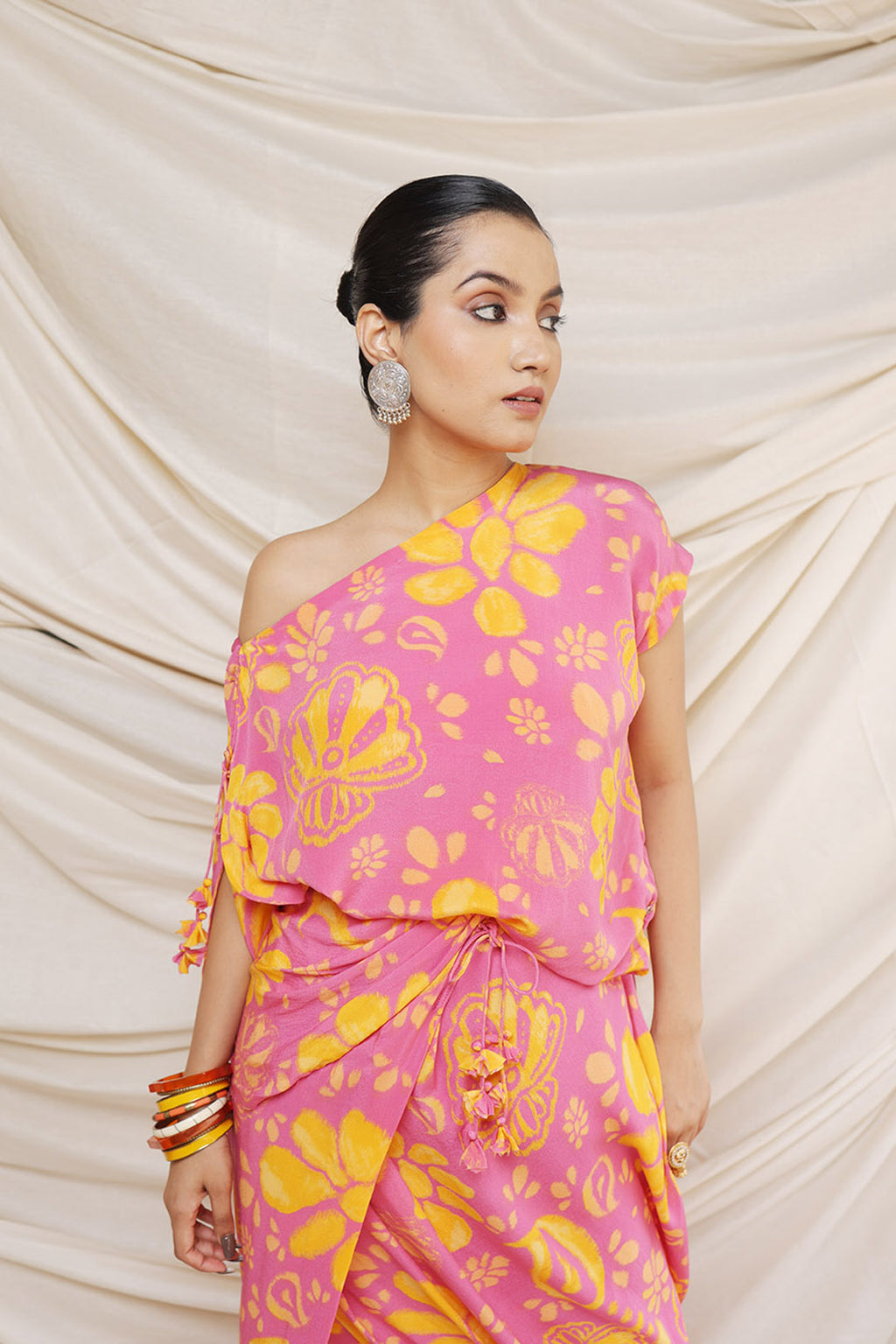 Pachedi Peeli Buti Dress | Pachedi Palette | Silk Crepe