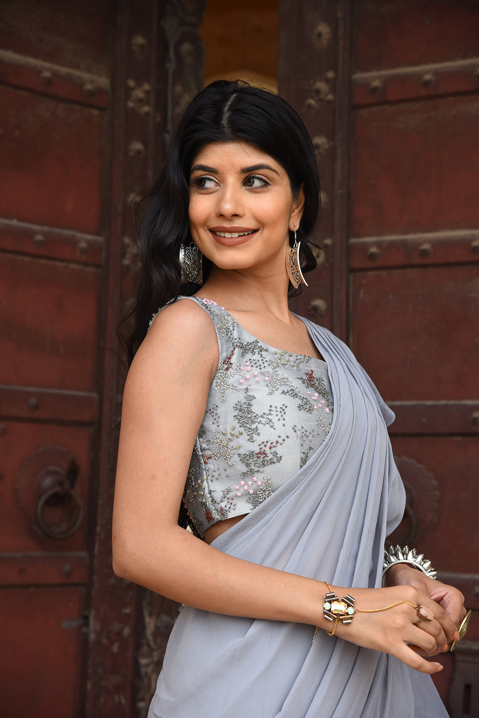 Ruffle Saree | Sacred Flower | Georgette, Organza