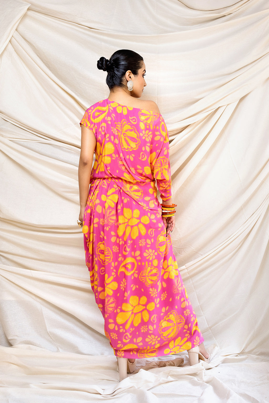 Pachedi Peeli Buti Dress | Pachedi Palette | Silk Crepe