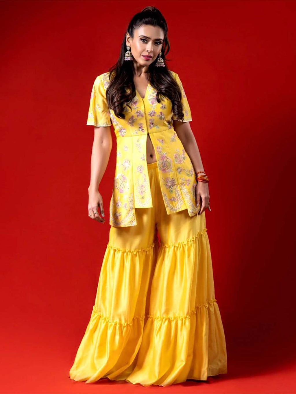 Hrishitaa Bhatt in Marigold Sharara Set