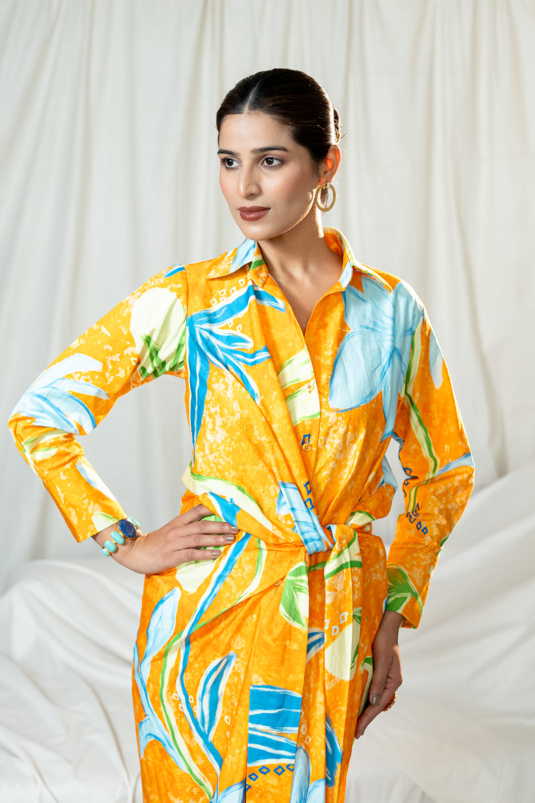 Shirt Dress | Garden Story | Cotton Satin