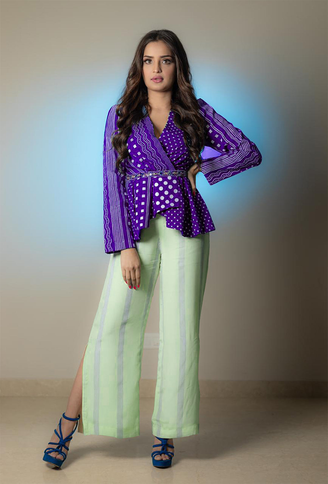 Polka Dots Co-ord Set | Hand Print |  Crepe